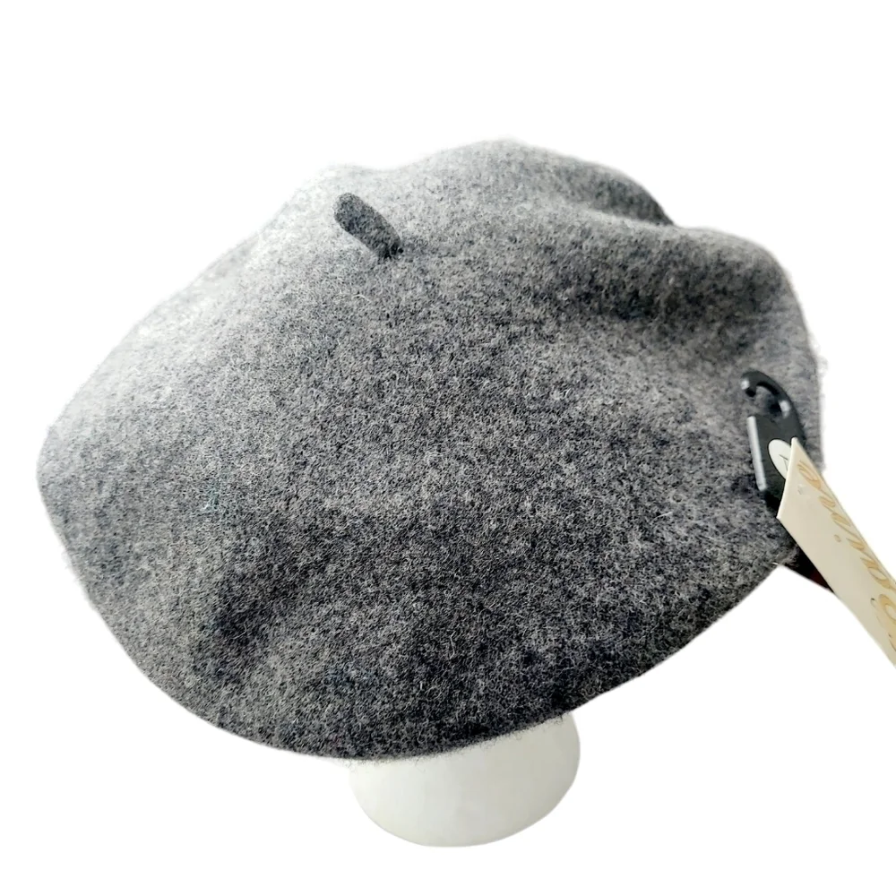 Wool Beret Gray Beanie Cap Hat Preppy Hipster NEW with Tags - Picture 4 of 9